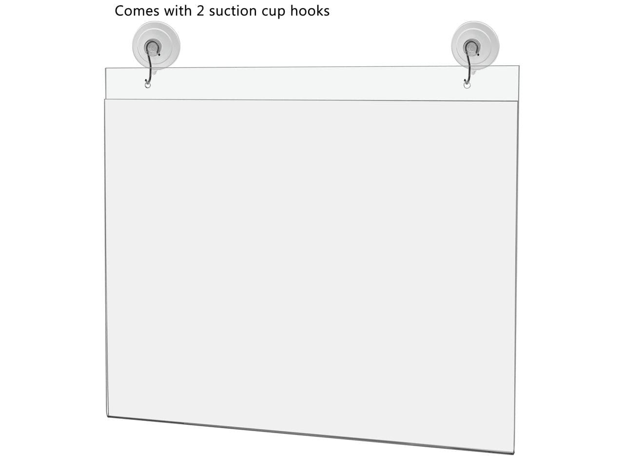 14"W x 11"H Window Mount Sign Holder Suction Cup with Hooks