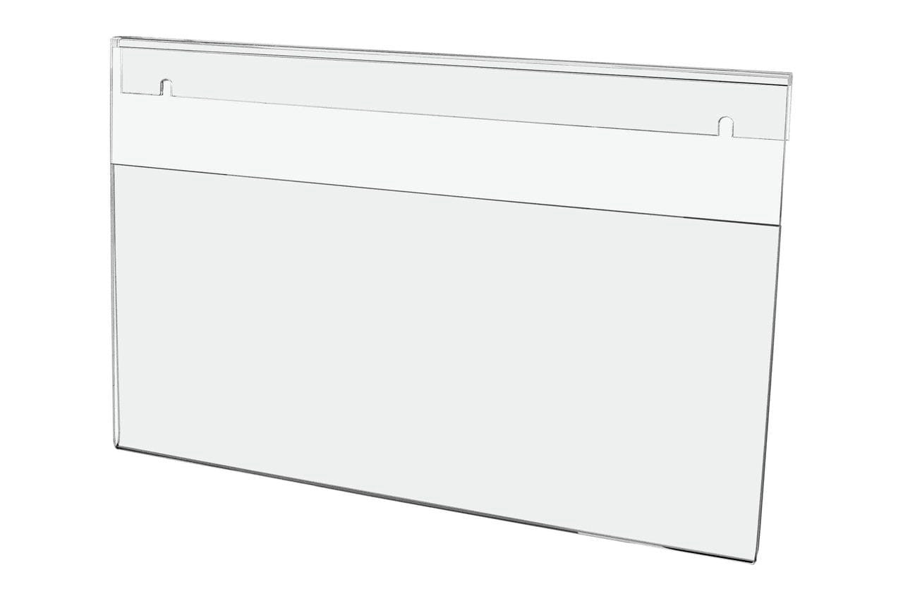 Sign Literature Poster empty Fourteen Inches Wide by Eight and a Half Inches High with Notched Backside for Hanging