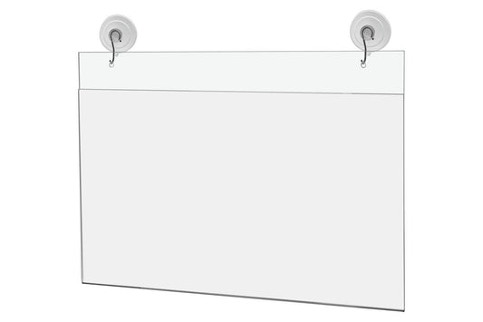 14"W x 8.5"H Window Mount Sign Holder Suction Cup with Hooks