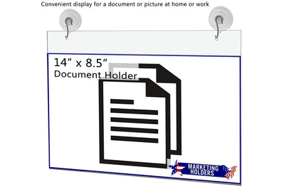 14"W x 8.5"H Window Mount Sign Holder Suction Cup with Hooks