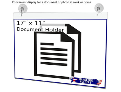 17"W x 11"H Window Mount Sign Holder Suction Cup with Hooks