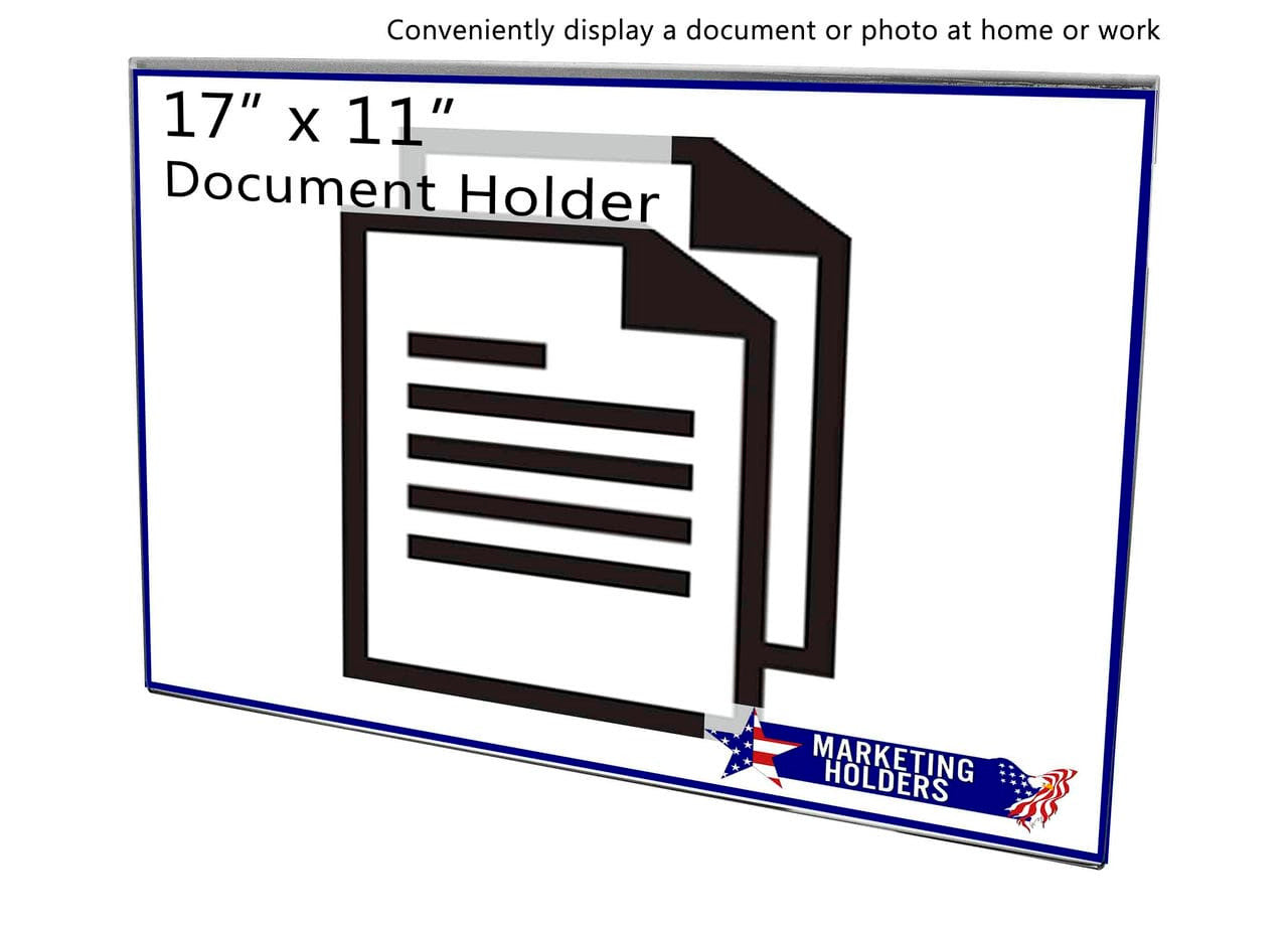 Seventeen Inches Wide by Eleven Inches High Horizontal Sign Literature Holder Notched Poster with documents