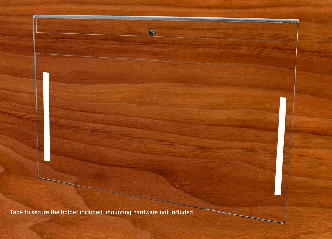 Sign Literature Holder Notched Poster empty on wall Seventeen Inches Wide by Eleven Inches High Horizontal