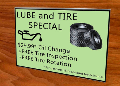 Seventeen Inches Wide by Eleven Inches High Horizontal  Sign Literature Holder Notched Poster with literature on wall