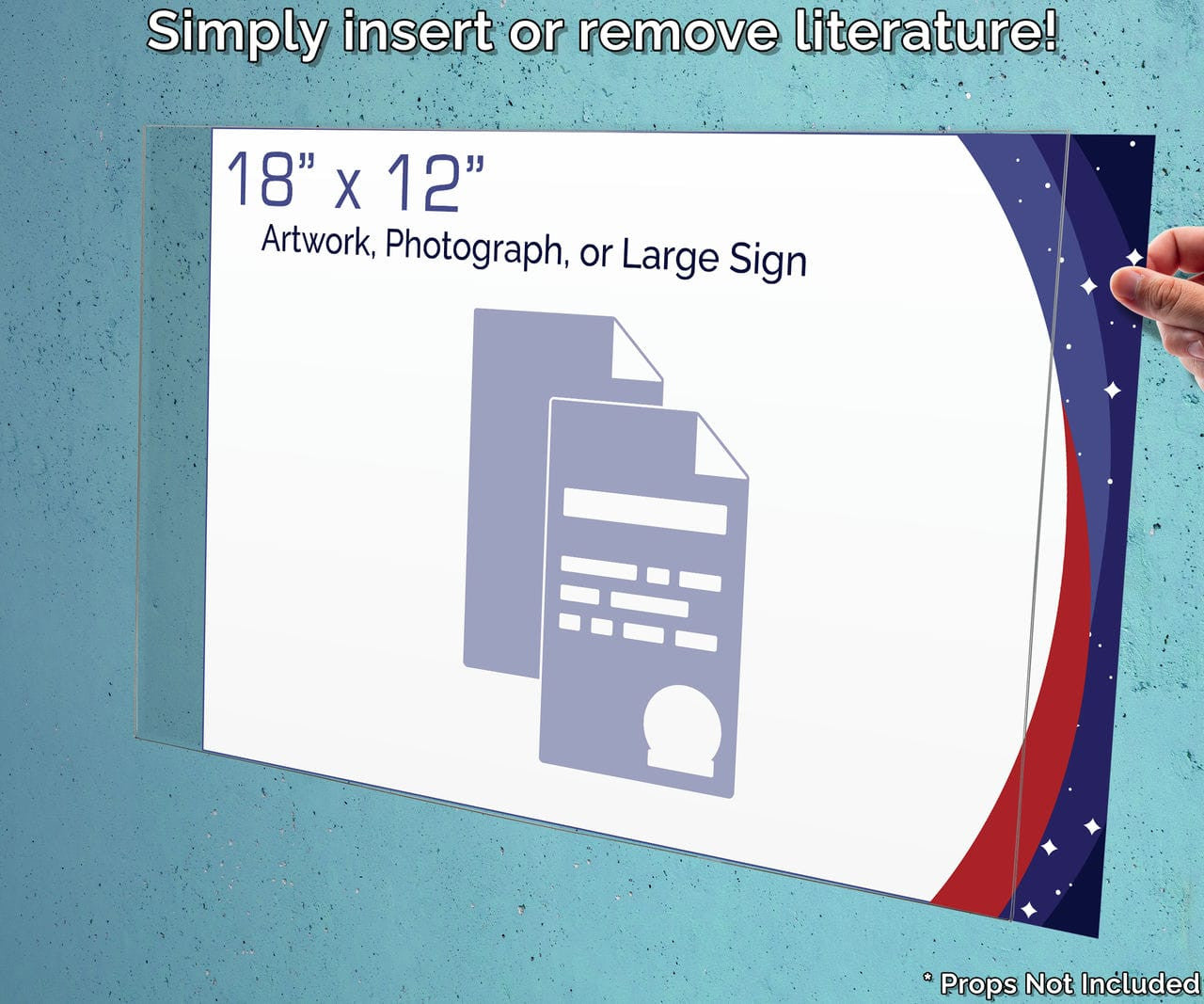 Poster Display Sleeve 18"W x 12"H Large Sign Holder with Velcro