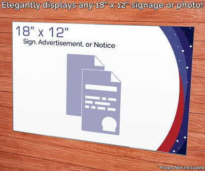 18"W x 12"H Wall Sign Poster Holder with Double Sided Tape