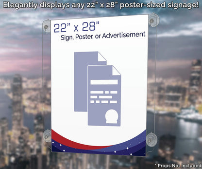 Twenty Two by Twenty Eight Inch Suction Cup Sign Holder