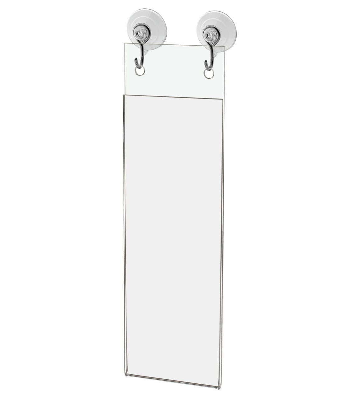 Small 2"W x 6"H Window Sign Holder with Suction Cup Hooks