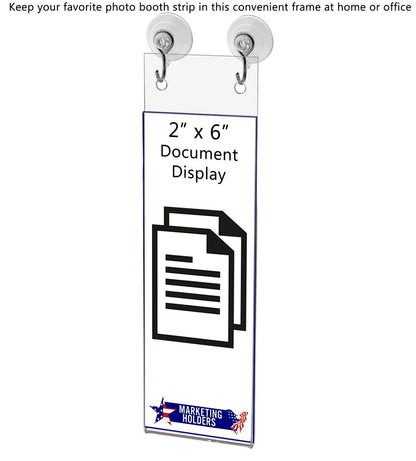 Small 2"W x 6"H Window Sign Holder with Suction Cup Hooks