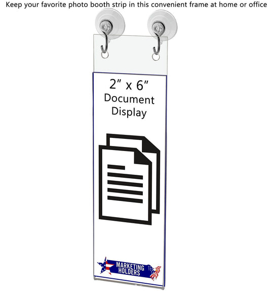 Small 2"W x 6"H Window Sign Holder with Suction Cup Hooks