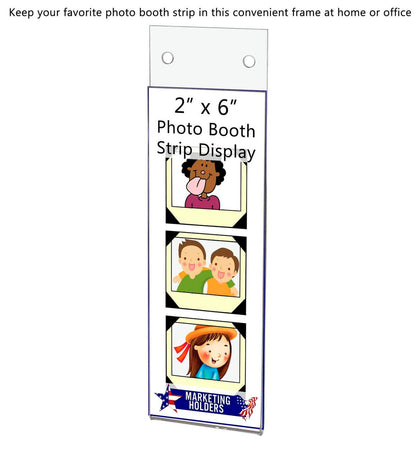 2"W x 6"H Photo Booth Strip Frame With Holes Sign Holder Display
