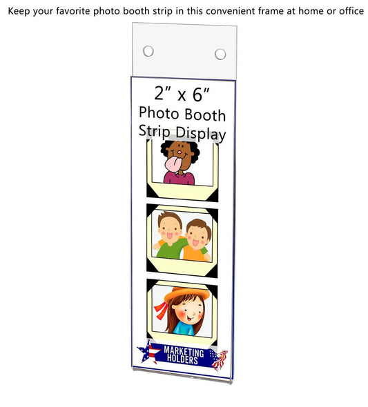 2"W x 6"H Photo Booth Strip Frame With Holes Sign Holder Display
