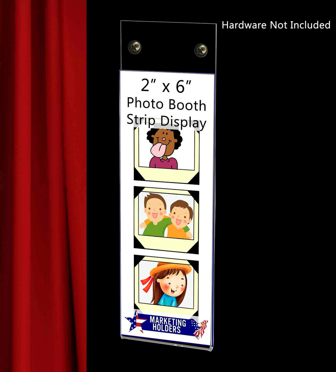 2"W x 6"H Photo Booth Strip Frame With Holes Sign Holder Display