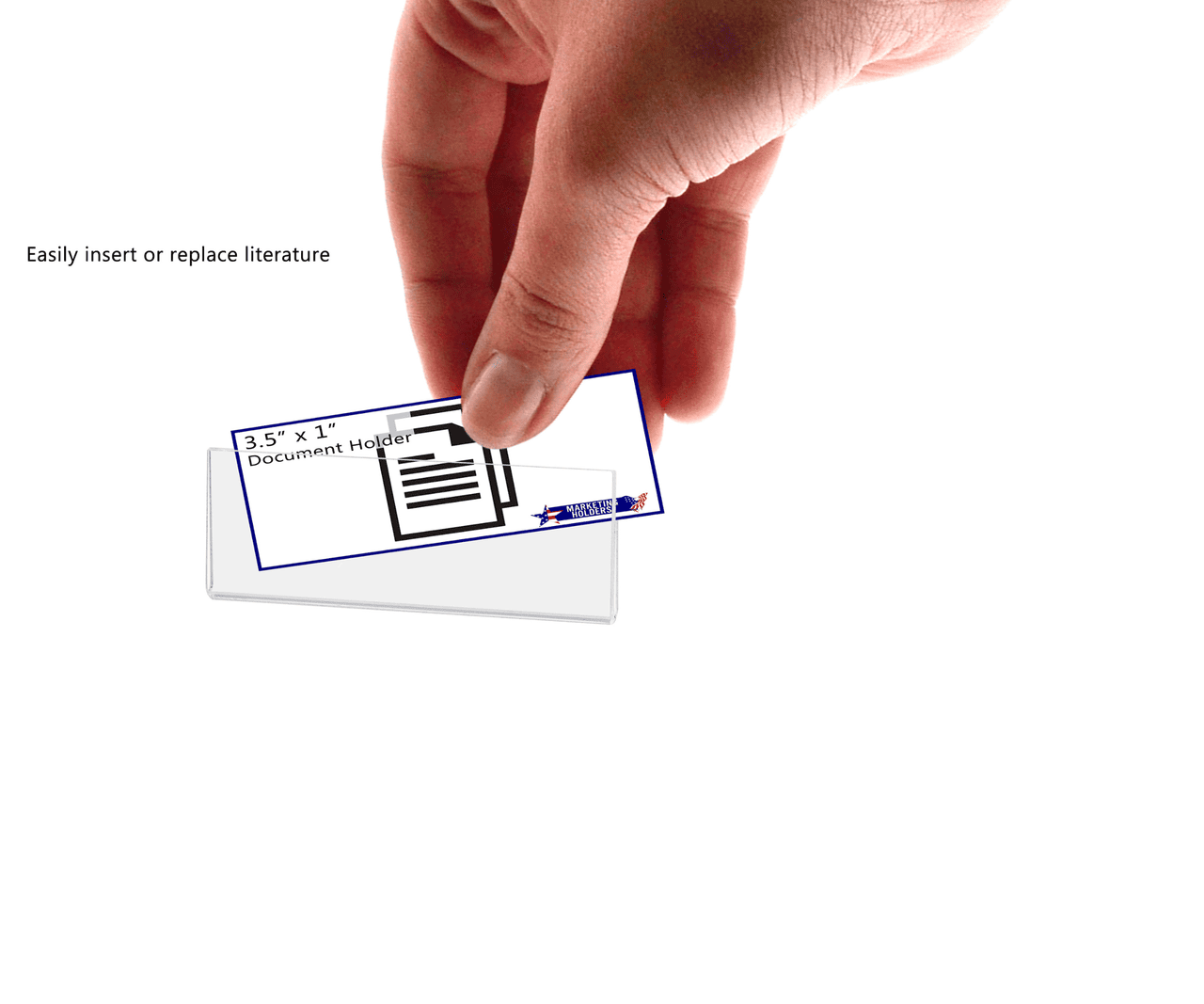 Small Signage Holder Label on a Wall with text and verbiage Three and a Half Inches Wide by One Inch High