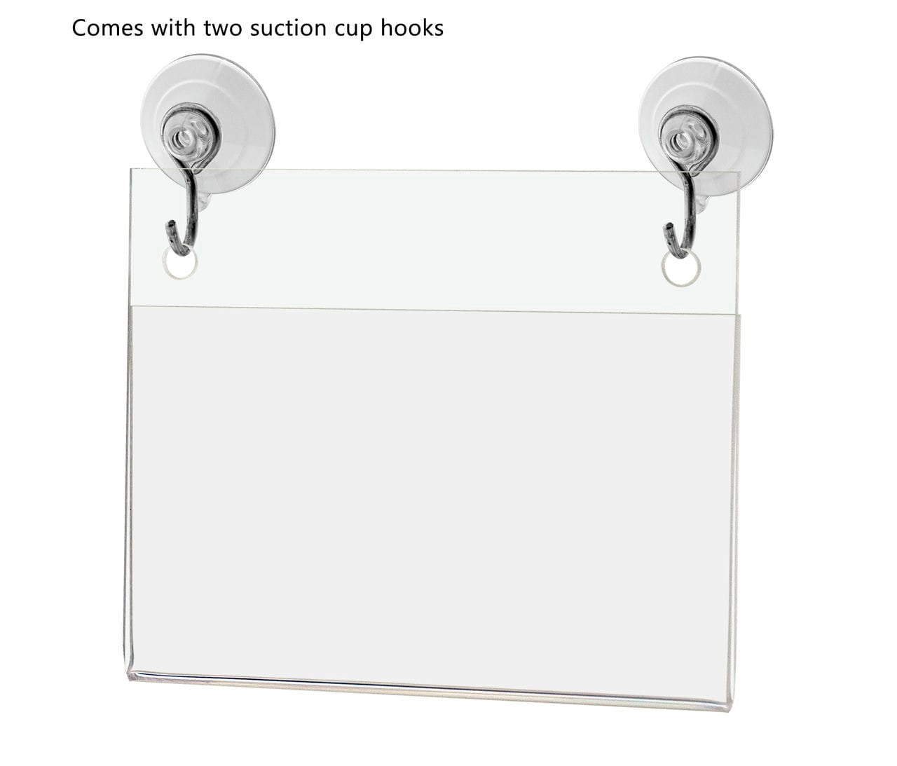 3.5"W x 2"H Window Mount Sign Holder Suction Cup with Hooks