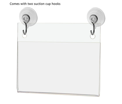 3.5"W x 2"H Window Mount Sign Holder Suction Cup with Hooks
