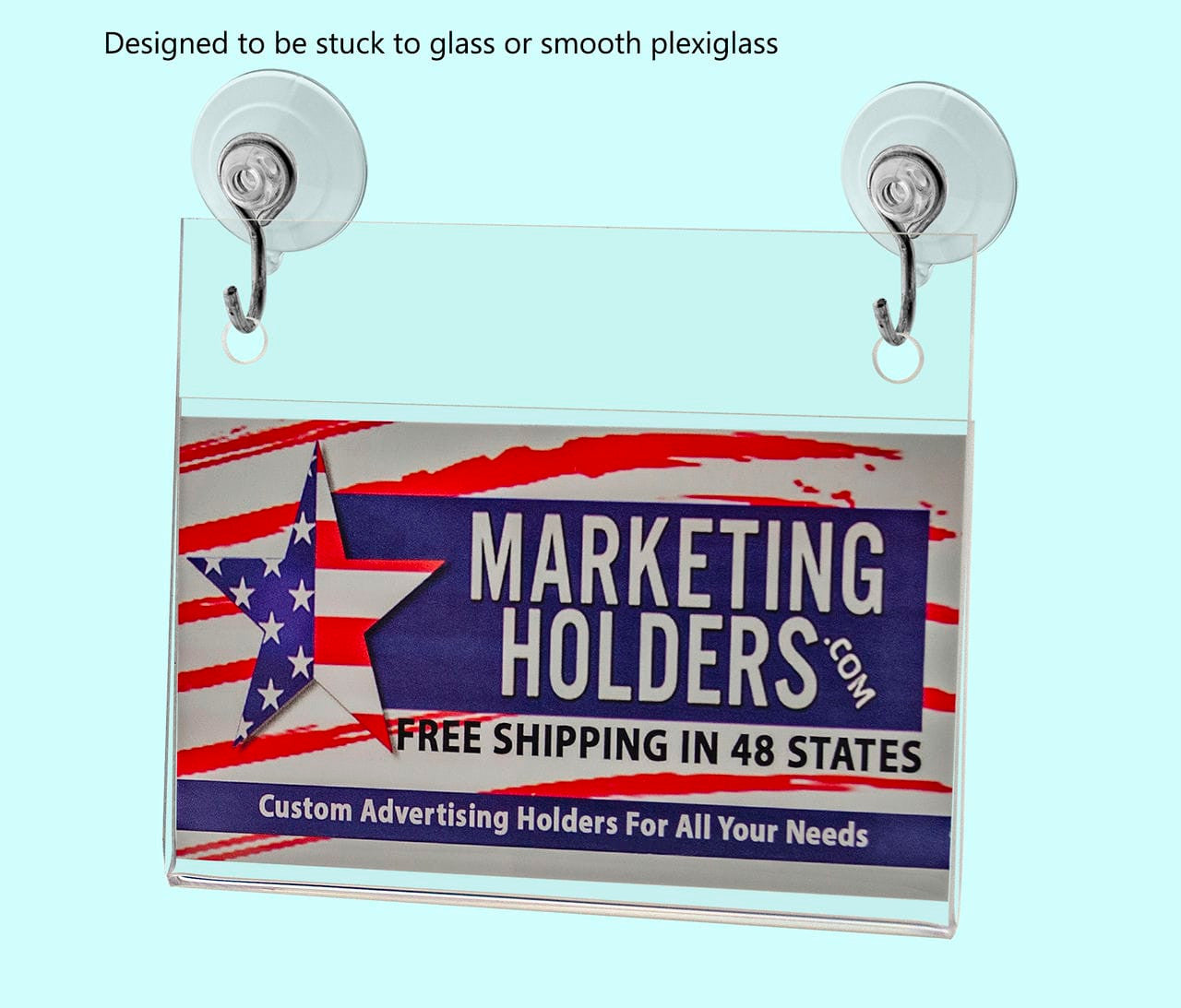 3.5"W x 2"H Window Mount Sign Holder Suction Cup with Hooks
