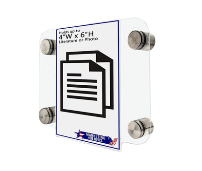 4"W x 6"H Small Image Display Retail Sign Holder with Standoffs