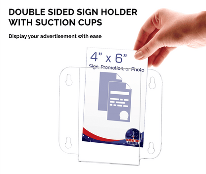 4"W x 6"H Window Sign Holder Double Sided with Suction Cups