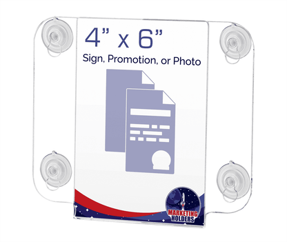 4"W x 6"H Window Sign Holder Double Sided with Suction Cups