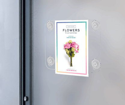 4"W x 6"H Window Sign Holder Double Sided with Suction Cups