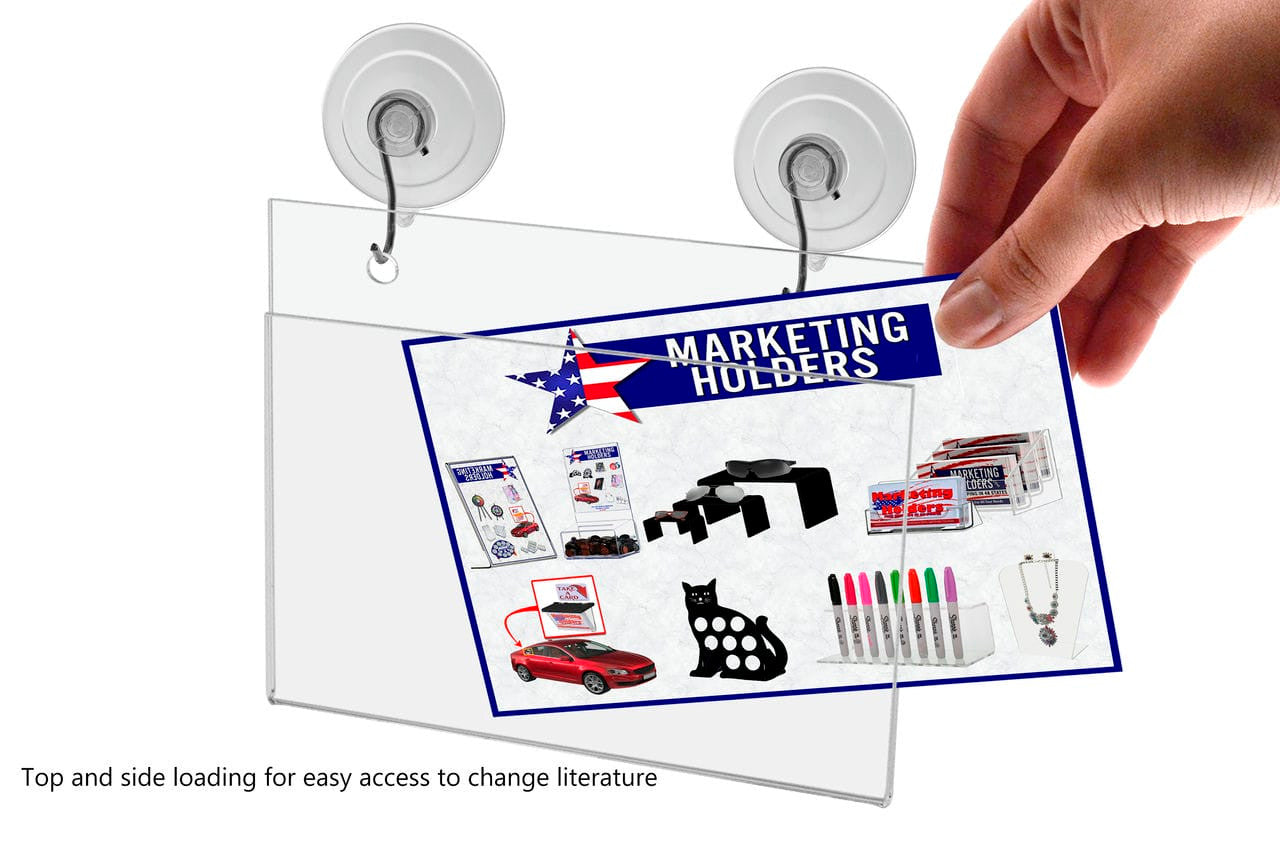 5.5"W x 3.5"H Window Mount Sign Holder Suction Cup with Hooks