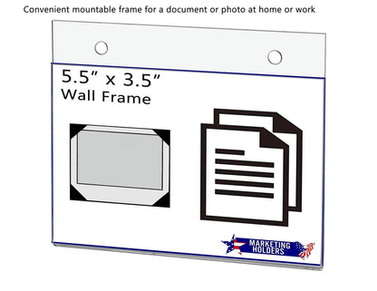 Horizontal Sign Holder Mounting Holes Literature Five and a Half Inches Wide by Three and a Half Inches High