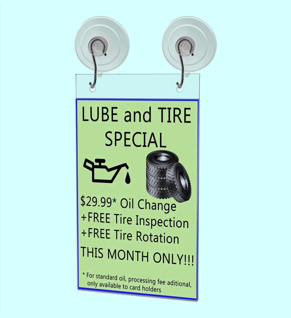 5.5"W x 8.5"H Window Mount Sign Holder Suction Cup with Hooks