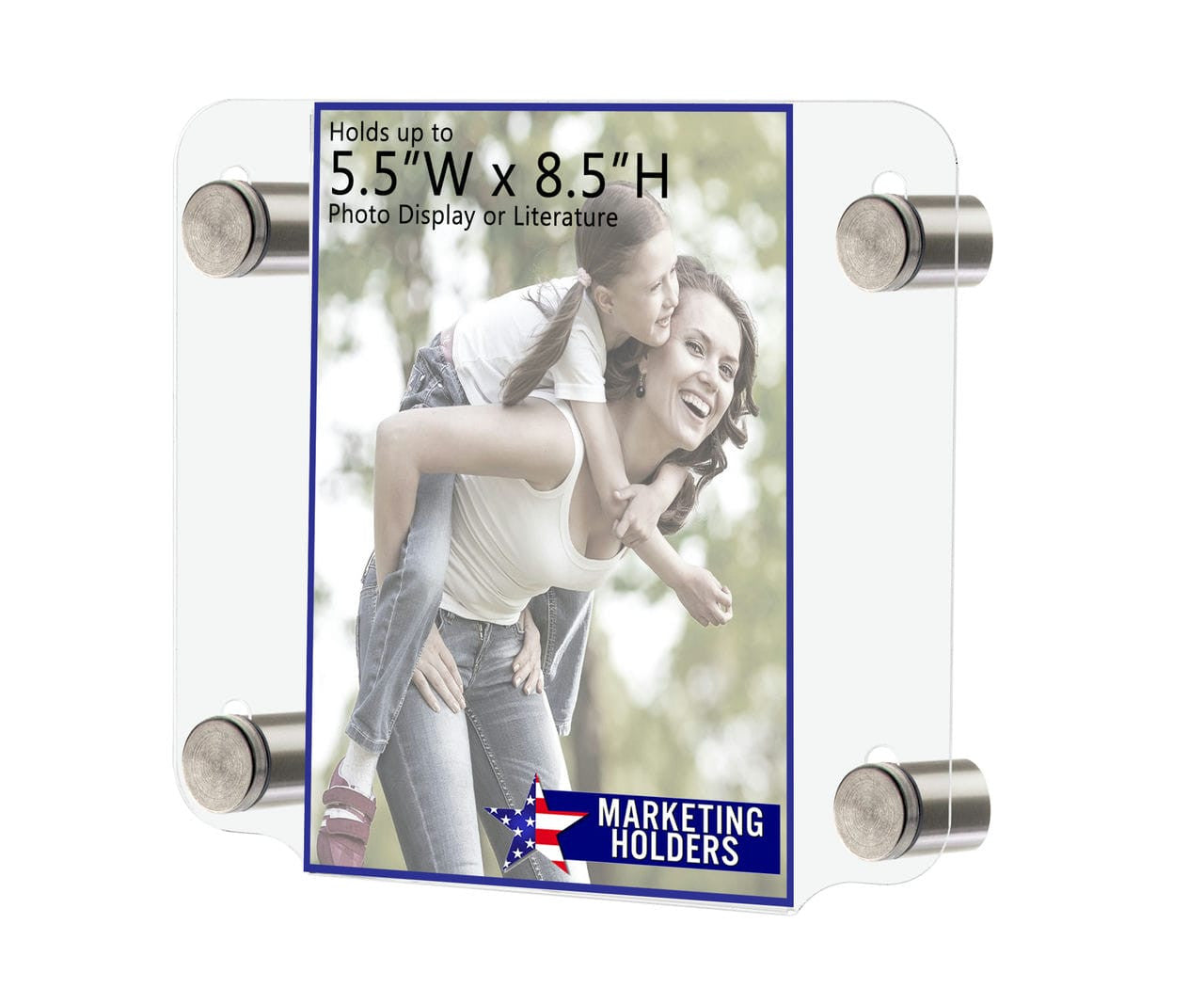 5.5"W x 8.5"H Graphic Image Sign Holder Frame with Standoffs