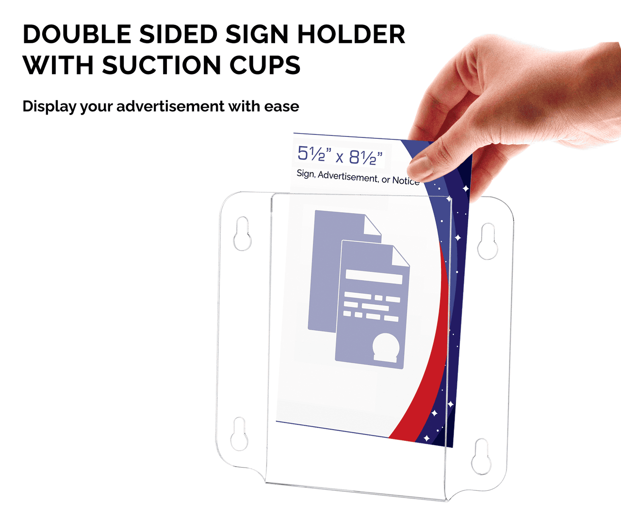 5.5"W x 8.5"H Window Sign Holder Double Sided with Suction Cups
