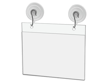 6"W x 4"H Window Mount Sign Holder Suction Cup with Hooks