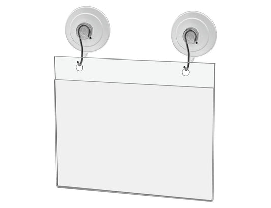 6"W x 4"H Window Mount Sign Holder Suction Cup with Hooks