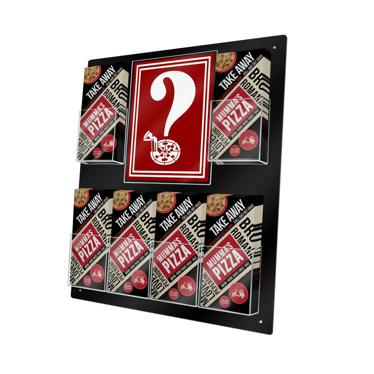 Wall 8.5"W x 11"H Sign Holder and 6 Trifold Pockets Holder PVC