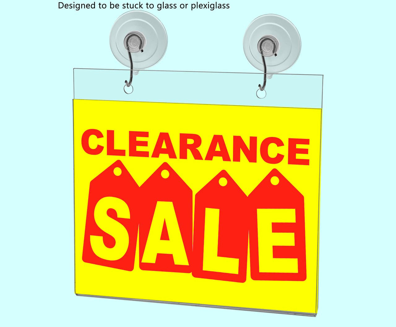 7"W x 5"H Window Mount Sign Holder Suction Cup with Hooks