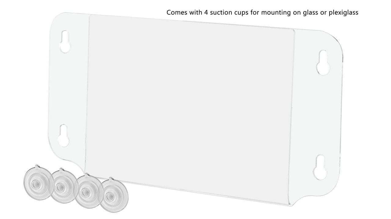 Double Sided Sign Holder with Suction Cup Window Mount with suction cups and verbiage Seven Inches Wide by Five Inches High