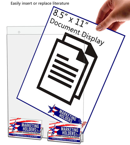 8.5"W x 11"H Sign Holder with 2 Business Card Pockets and Hardware