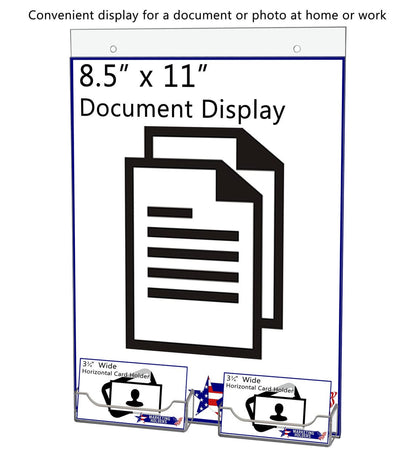8.5"W x 11"H Sign Holder with 2 Business Card Pockets and Hardware