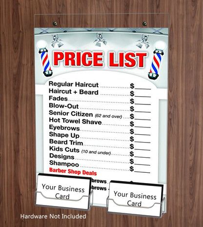 8.5"W x 11"H Sign Holder with 2 Business Card Pockets and Hardware