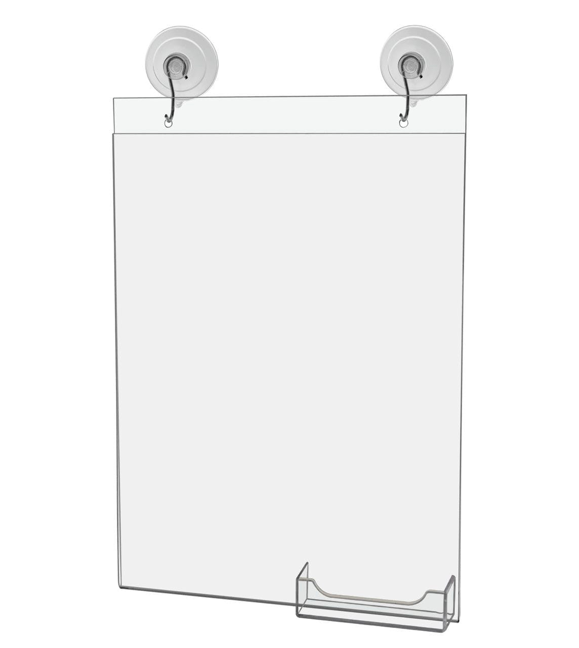 8.5"W x 11"H Window Sign Holder with Card Pocket and Suction Cup with Hooks