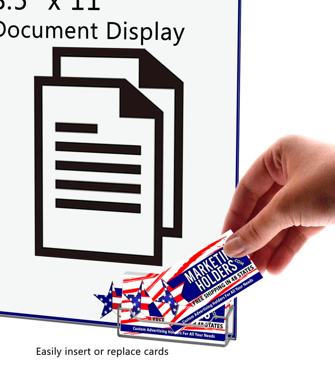 8.5"W x 11"H Wall Sign Holder with Business Card Pocket and Hardware