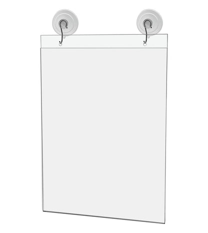 8.5"W x 11"H Window Mount Sign Holder Suction Cup with Hooks