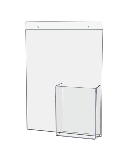 8.5"W x 11"H Wall Sign Holder with Brochure Pocket and Hardware