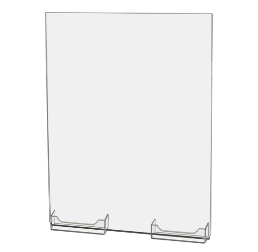 8.5"W x 11"H Wall Sign Holder with 2 Business Card Slots and Tape