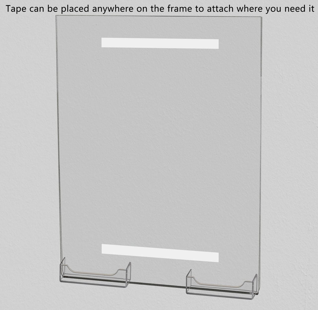 8.5"W x 11"H Wall Sign Holder with 2 Business Card Slots and Tape
