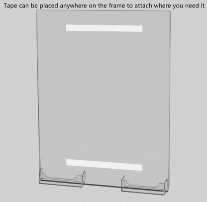 8.5"W x 11"H Wall Sign Holder with 2 Business Card Slots and Tape