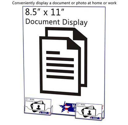 8.5"W x 11"H Wall Sign Holder with 2 Business Card Slots and Tape