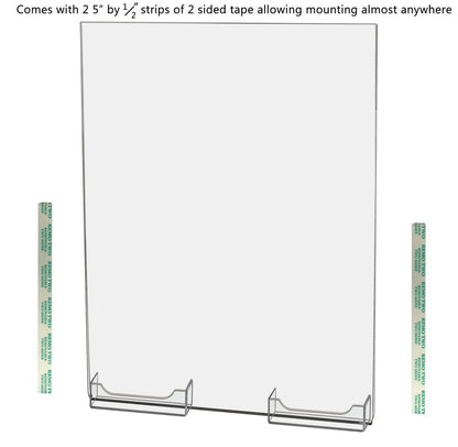 8.5"W x 11"H Wall Sign Holder with 2 Business Card Slots and Tape