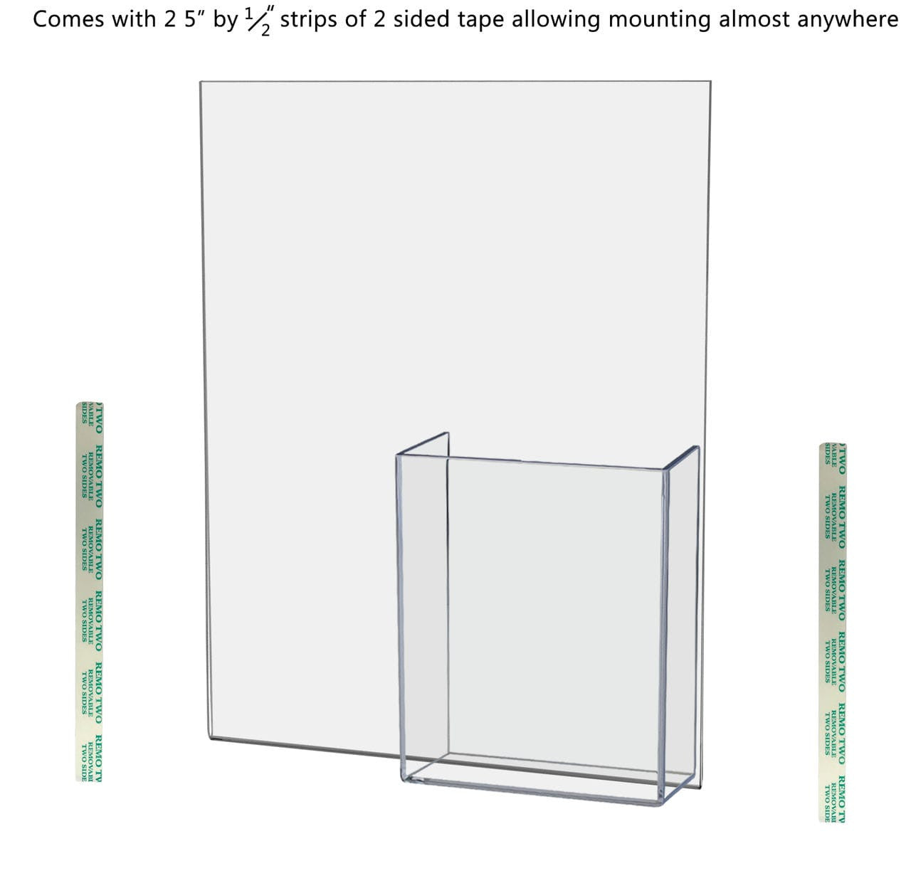 8.5"W x 11"H Wall Sign Holder with Brochure Pocket and Tape