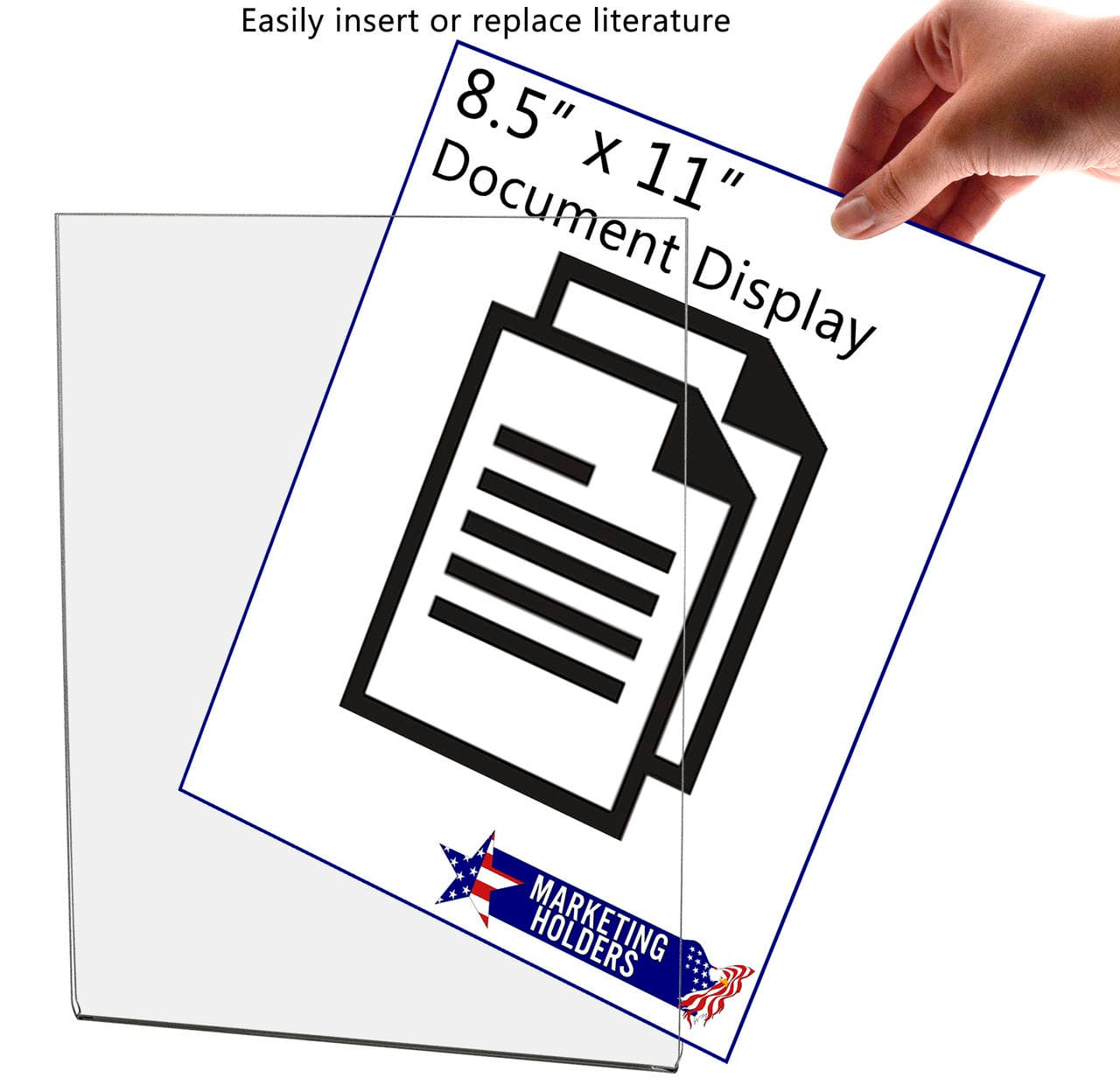 8.5"W x 11"H Wall Sign Holder with Double Sided Tape