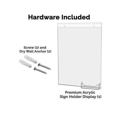 8.5"W x 11"H Wall Sign Holder with Business Card Pocket and Hardware
